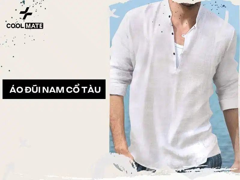 Áo đũi nam cổ tàu Áo đũi nam cổ trụ dựng thanh lịch