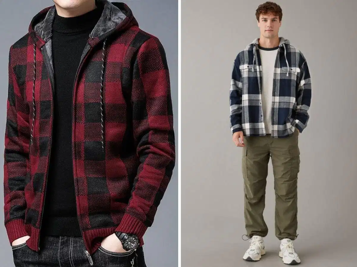 Áo flannel nam có mũ