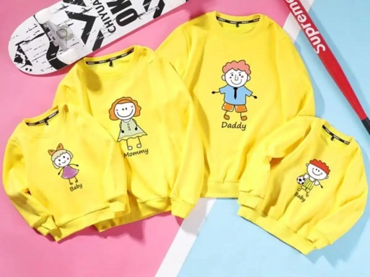 Áo sweatshirt gia đình dáng cổ tròn không mũ