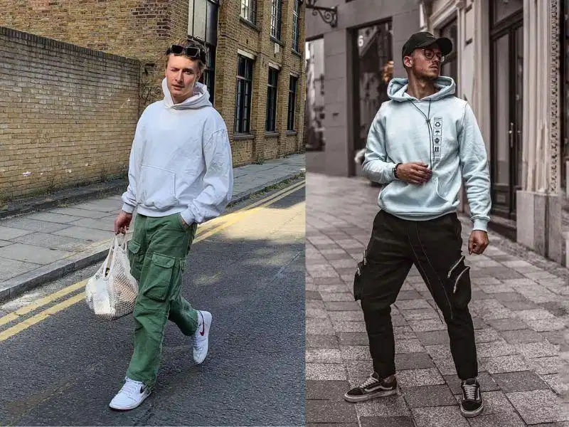 Áo hoodie kết hợp cùng quần jogger túi hộp phong cách thể thao