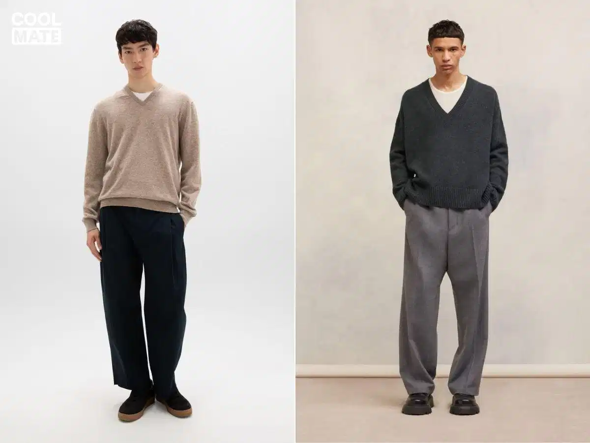Áo jumper nam cổ tim