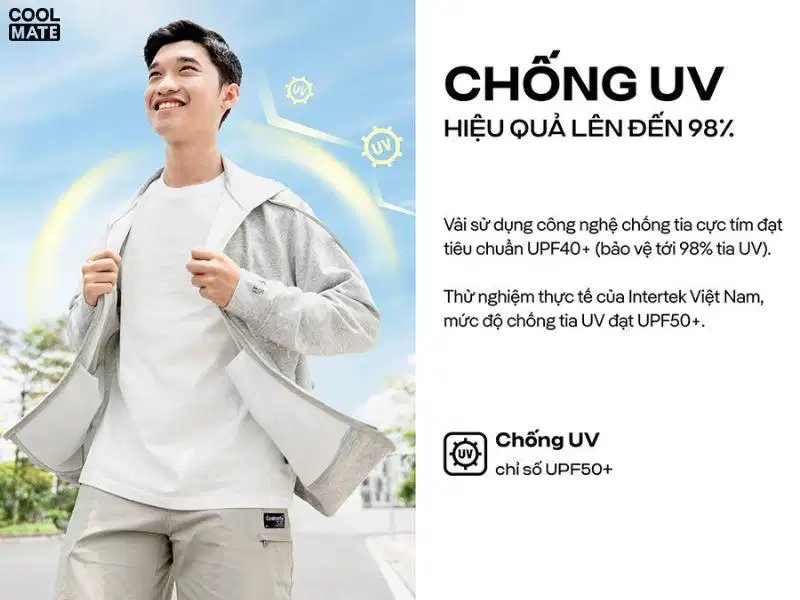 Áo khoác chống nắng chỉ số UPF cao Mẫu áo khoác chống nắng có cấu trúc sợi tối ưu chỉ số UPF 50+