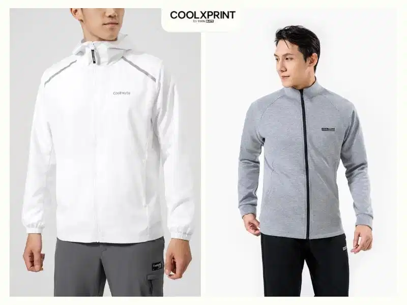 Chi tiết chữ in trên áo khoác Chi tiết dòng chữ và hình in trên bề mặt áo khoác