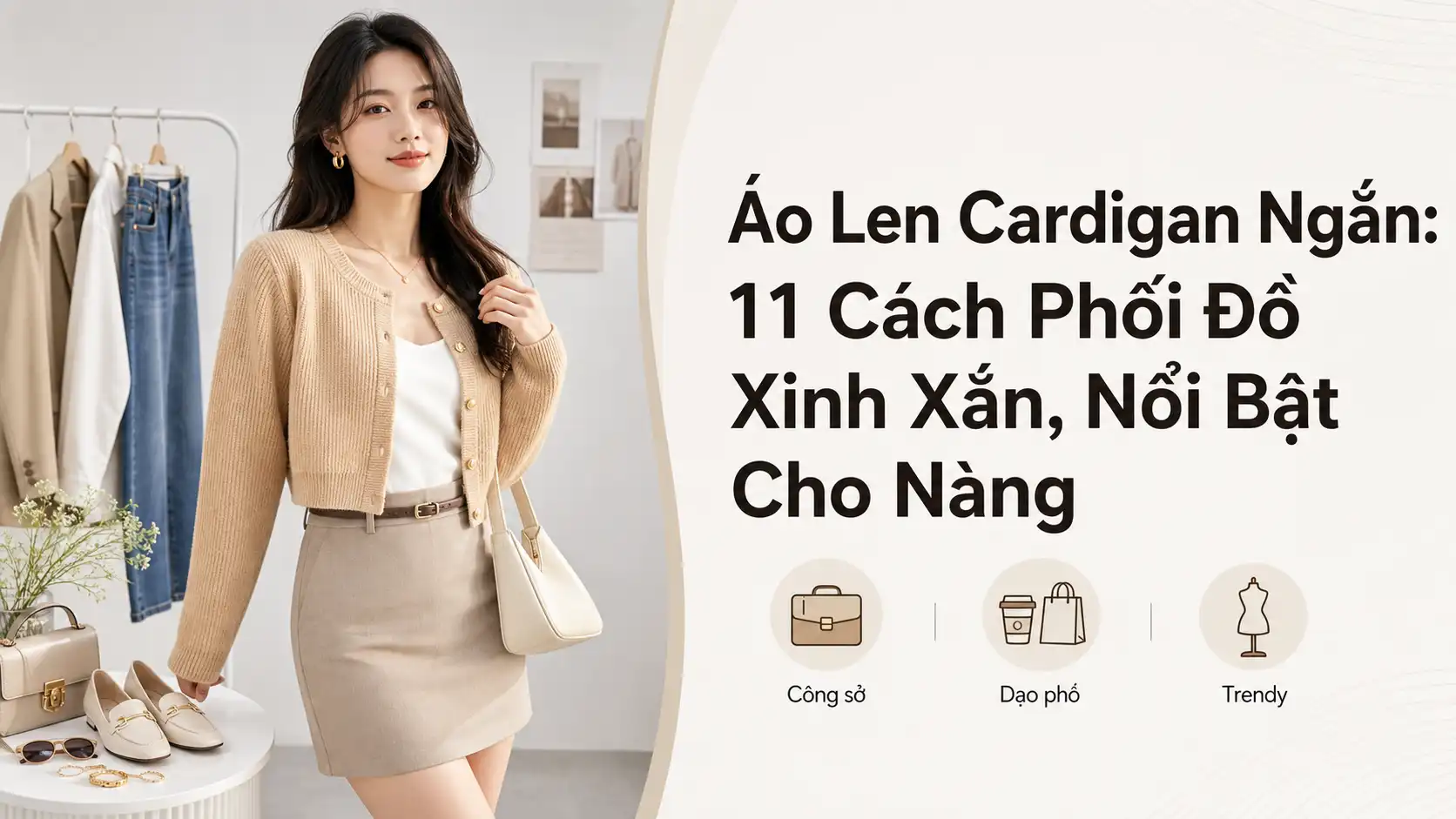 Áo Len Cardigan Ngắn: 11 Cách Phối Đồ Xinh Xắn Nổi Bật