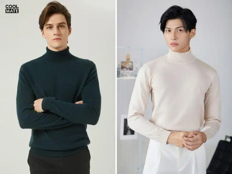 Áo len cổ lọ kiểu funnel neck Áo len cổ lọ kiểu phễu Funnel Neck đứng dáng tự nhiên