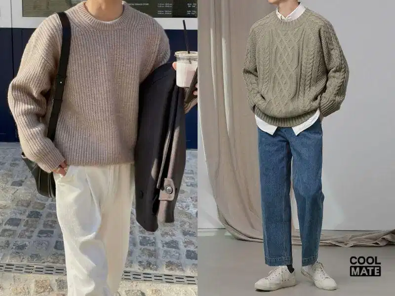 Áo len cổ tròn nam Áo len nam cổ tròn phối cùng quần jeans