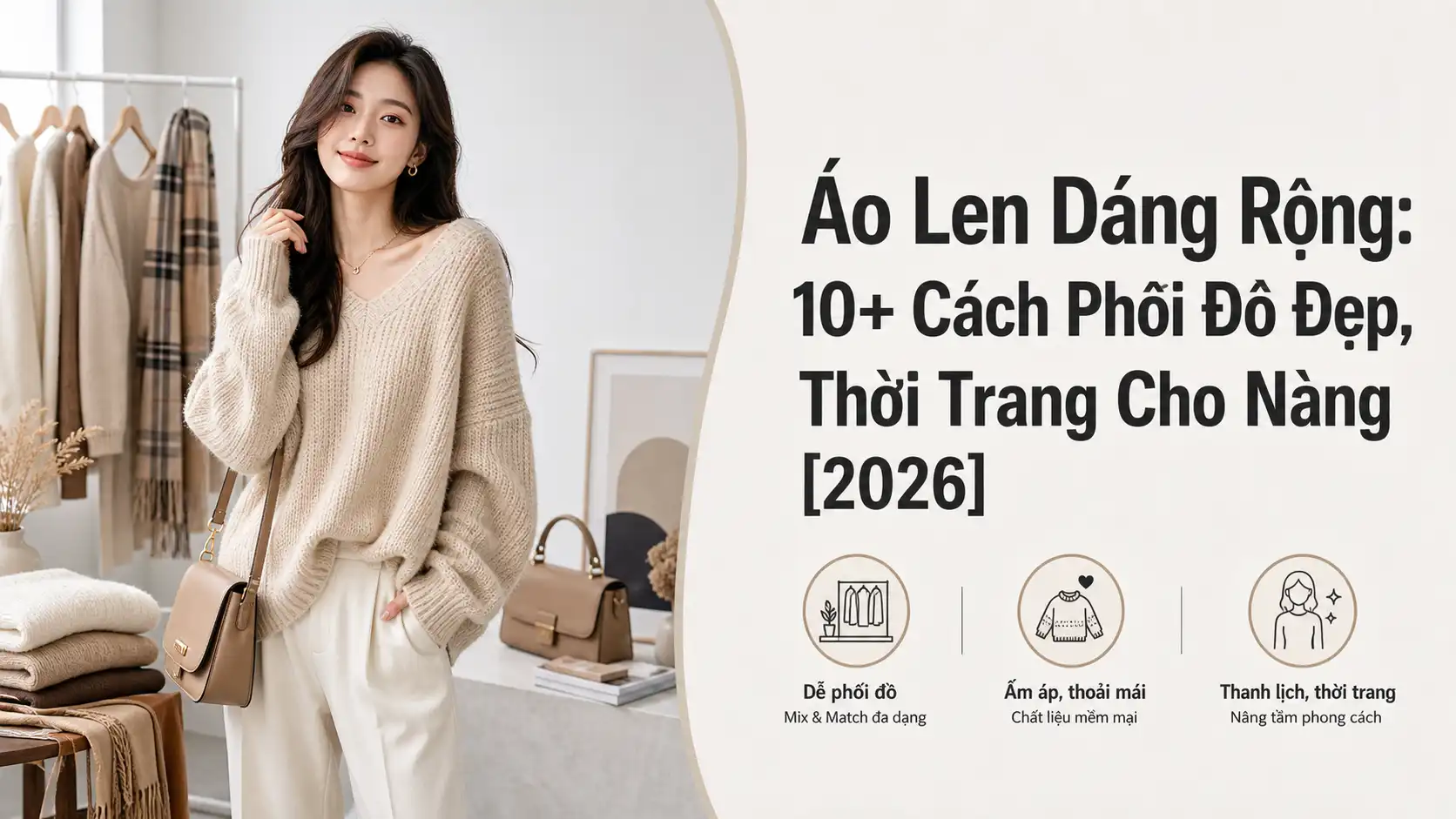 Áo Len Dáng Rộng: 10+ Cách Phối Đồ Đẹp & Thời Trang