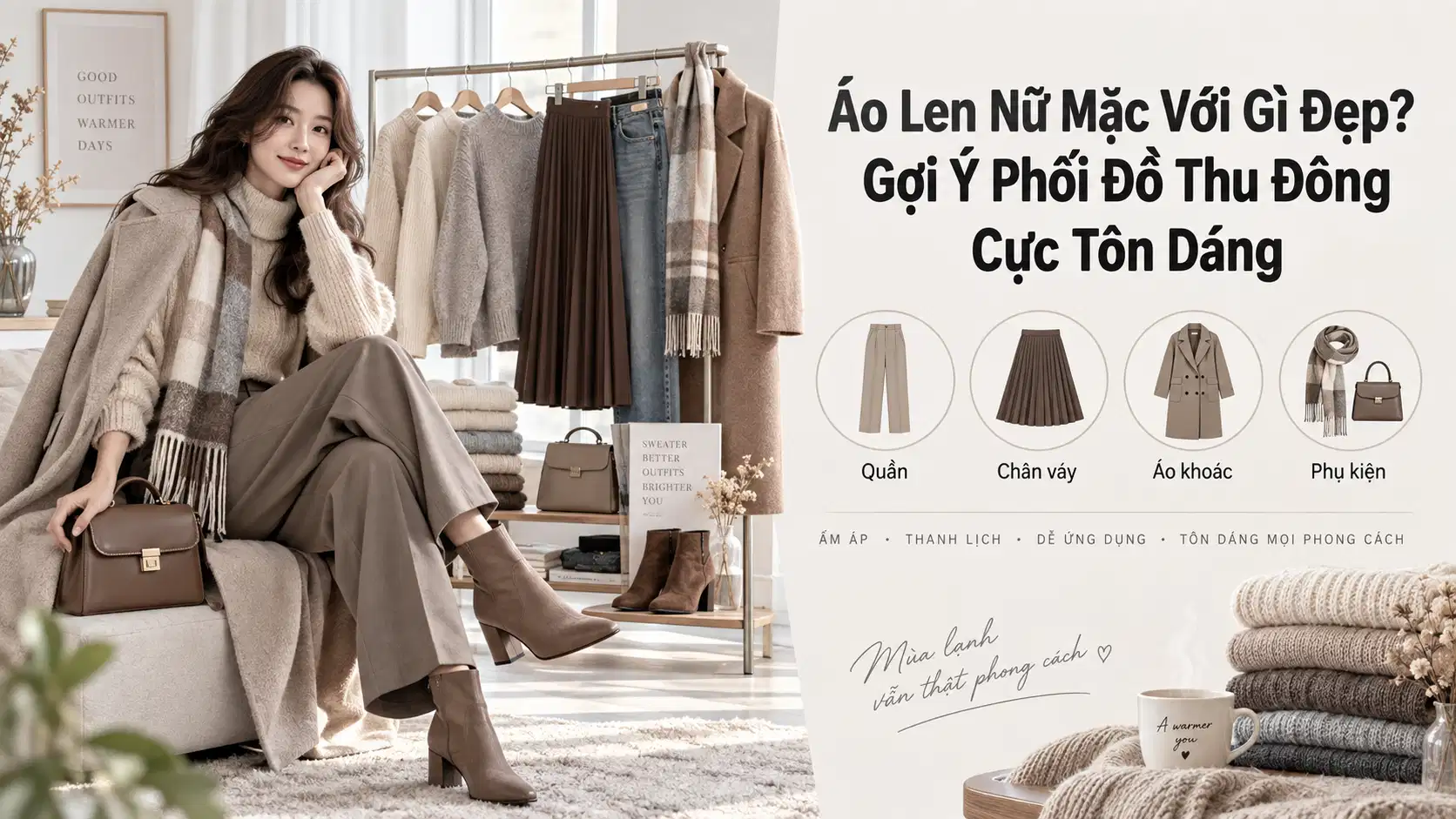 Áo Len Nữ Mặc Với Gì Đẹp? Gợi Ý Phối Đồ Thu Đông Cực Tôn Dáng