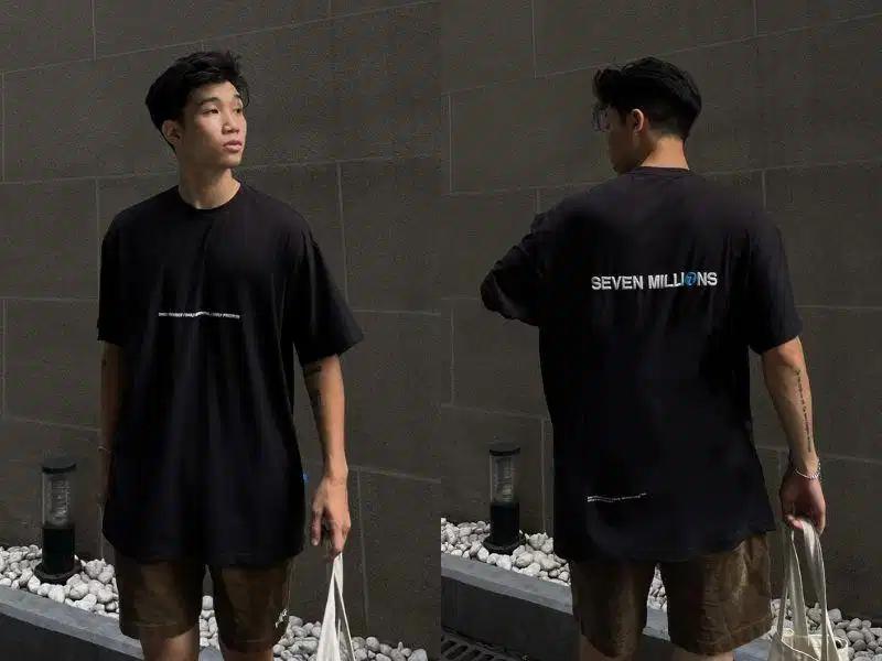 Mẫu áo thun local brand 7 Millions phom rộng graphic tối giản