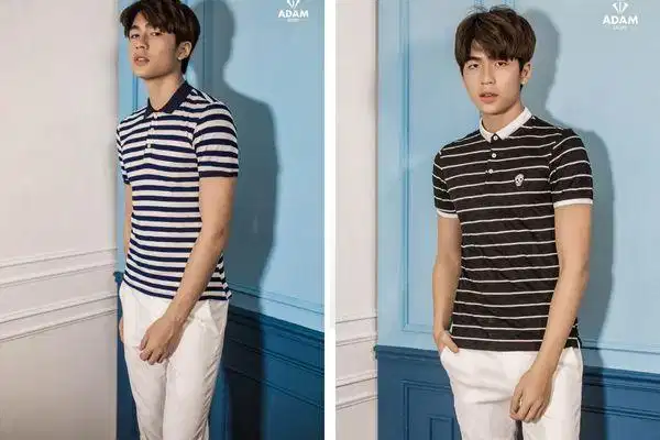 Áo phông nam kẻ ngang Adam Store Áo phông polo dệt kim sọc ngang Adam Store sang trọng
