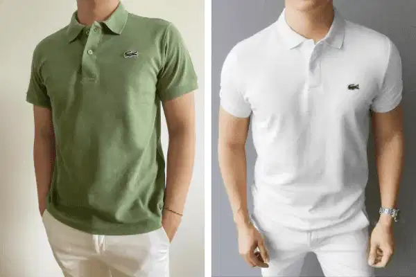 Áo polo cá sấu nam màu xanh lá và màu trắng