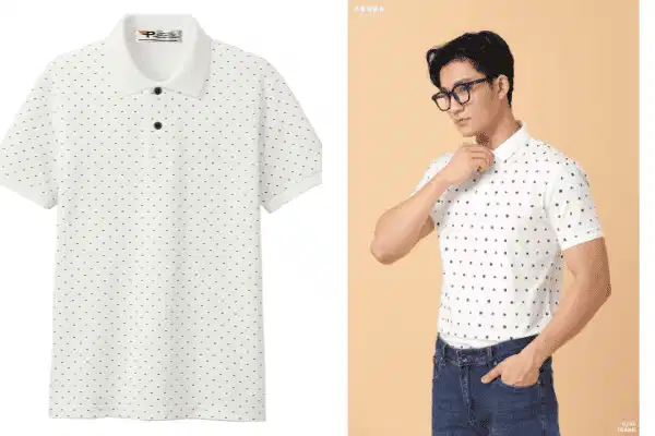 Áo polo chấm bi nhỏ thanh lịch cho nam giới