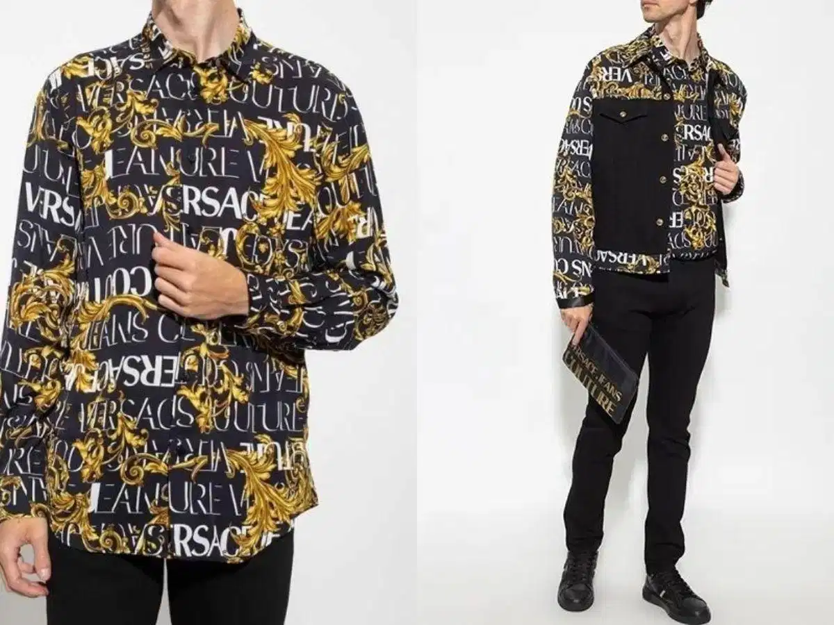 Áo sơ mi dài tay Versace Jeans Couture lồng ghép typography