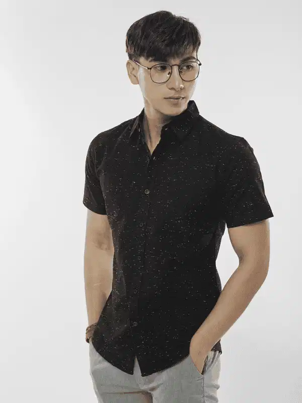 Áo sơ mi đen nam tay ngắn Feare store Premium