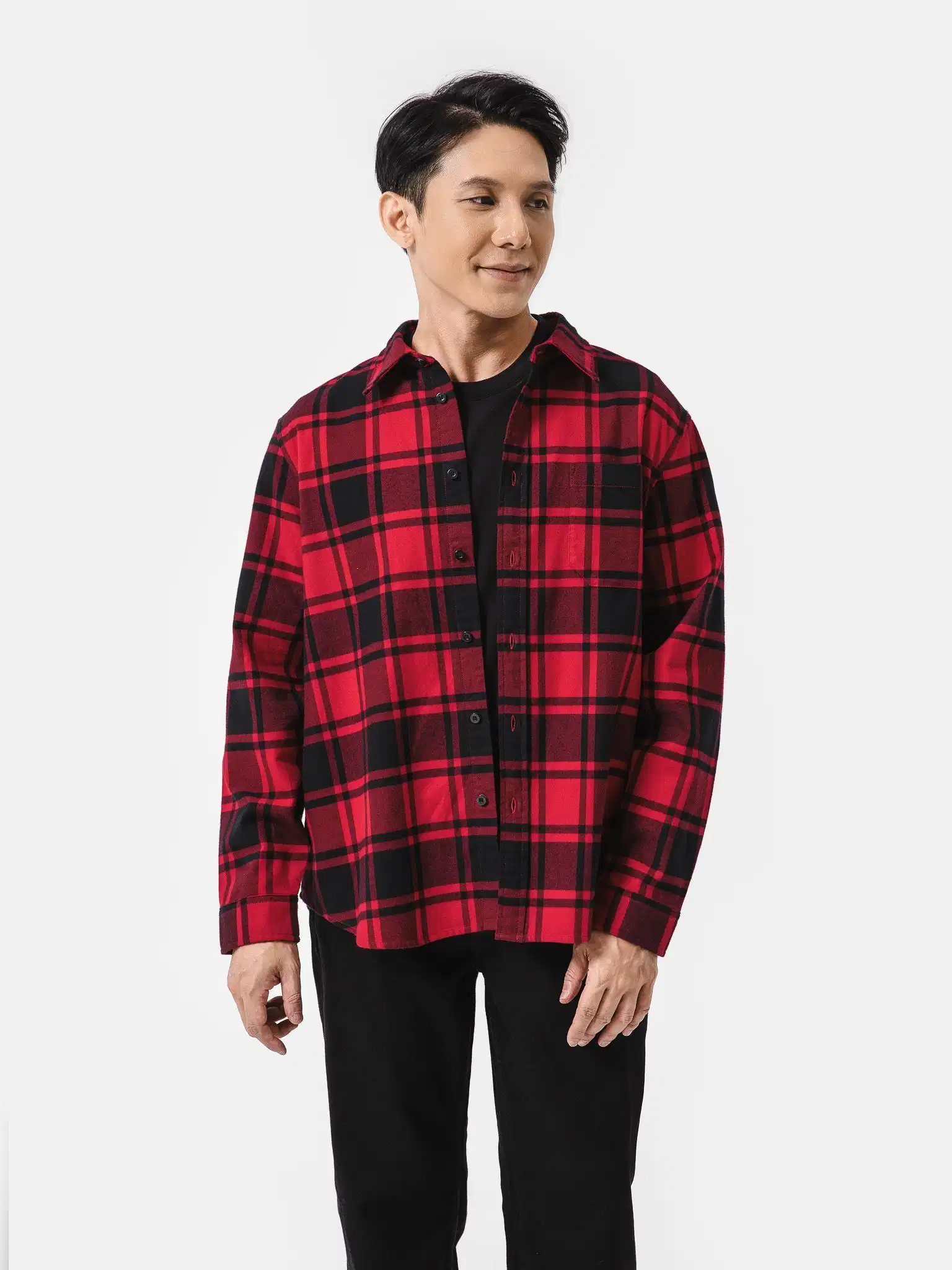 Áo sơ mi Flannel chất liệu cotton dày dặn họa tiết caro