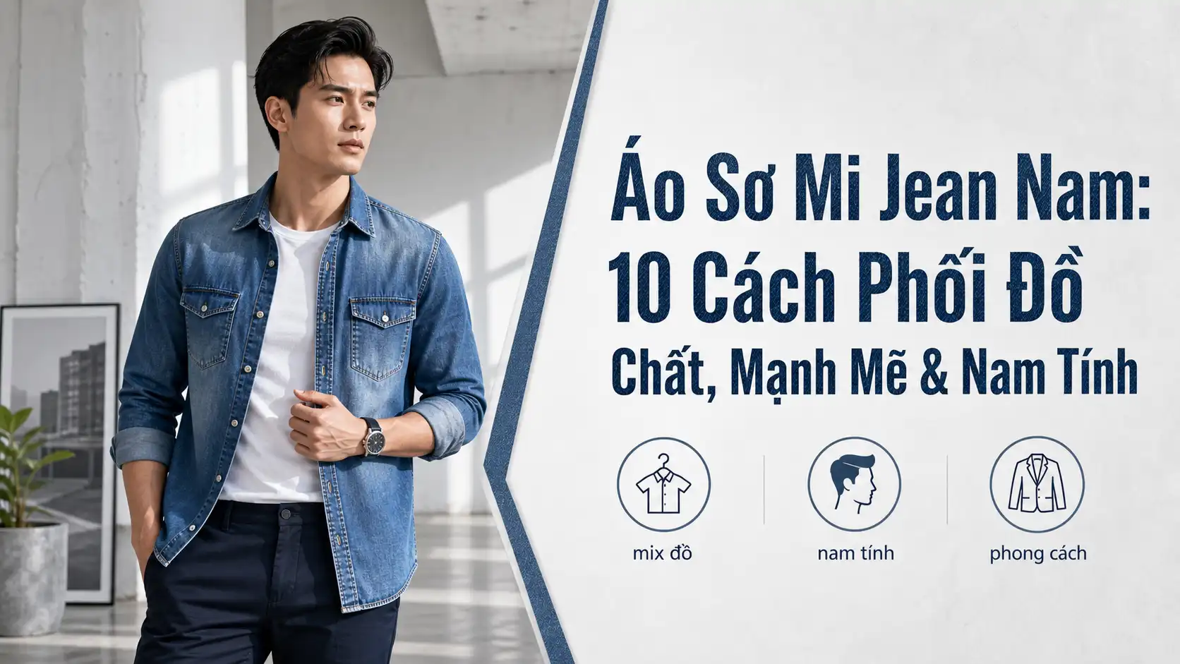 Áo Sơ Mi Jean Nam: 10 Cách Phối Đồ Mạnh Mẽ & Nam Tính