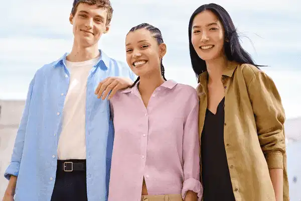 Áo sơ mi linen nam Uniqlo Áo sơ mi linen nam Uniqlo màu xanh nhạt