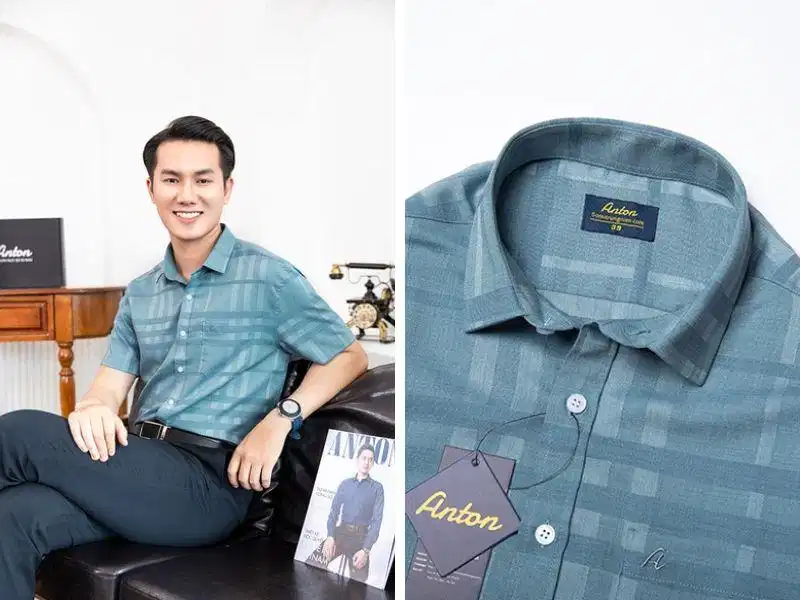Áo sơ mi nam ngắn tay trung niên Anton Mẫu áo sơ mi nam ngắn tay trung niên cao cấp tại Sơ mi Anton