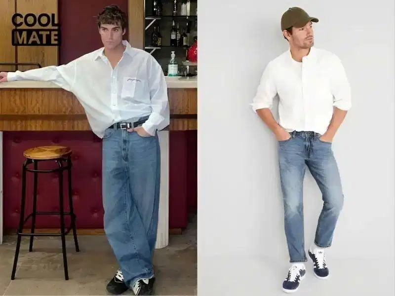 Phối sơ mi Tencel cùng quần jeans năng động Sự kết hợp giữa sơ mi Tencel mềm mại và quần jeans nam thô mộc