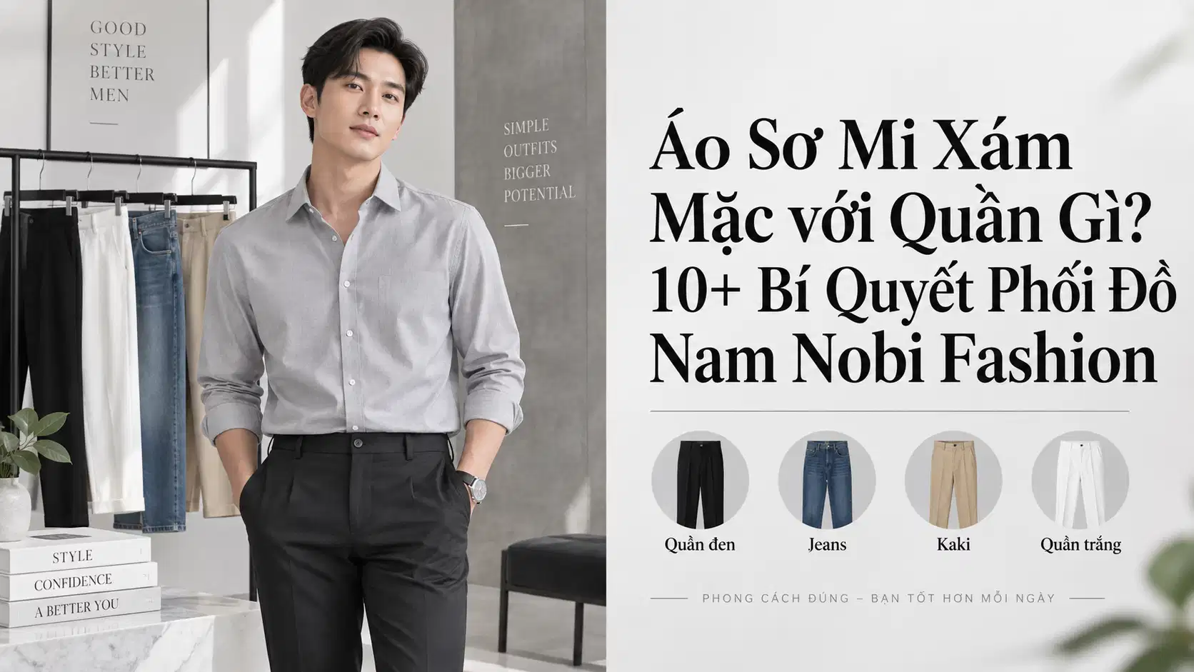 Áo Sơ Mi Xám Mặc với Quần Gì? 10+ Bí Quyết Phối Đồ Nam Nobi Fashion