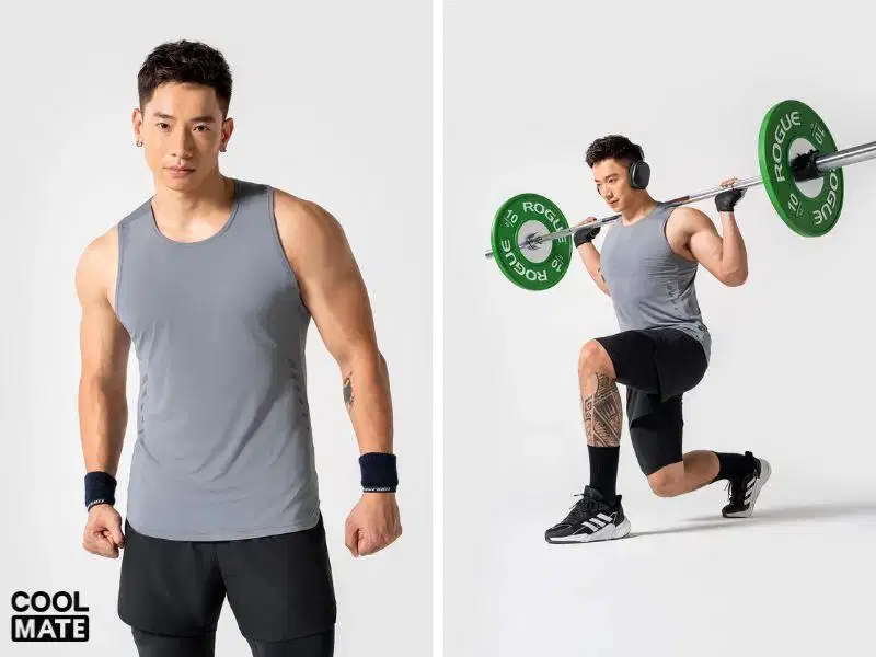 Áo tank top nam tập gym thoát ẩm Áo tank top nam tập gym xử lý công nghệ thoát ẩm