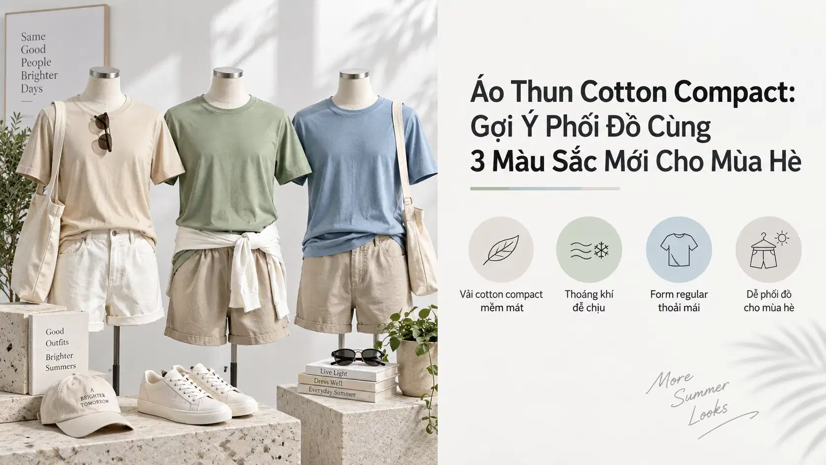 Áo Thun Cotton Compact: Gợi Ý Phối Đồ Cùng 3 Màu Sắc Mới Cho Mùa Hè