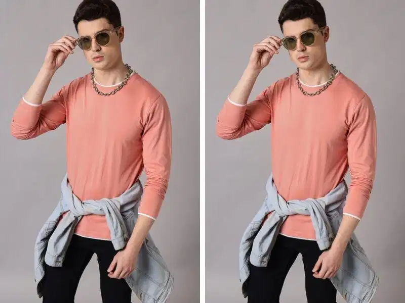 Cá tính với áo khoác bò và áo thun dài tay hồng Áo thun dài tay nam màu hồng phối với áo khoác denim