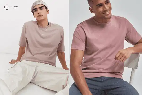 Áo thun nam màu hồng dáng basic Áo thun nam màu hồng dáng basic phối đồ thường ngày