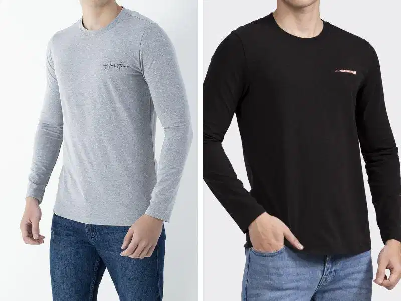 Phom dáng casual fit thoải mái Áo thun dài tay nam phom dáng suông nhẹ nhàng