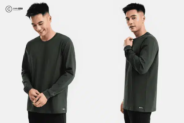 Áo thun dài tay nam Cotton Compact V2 phom regular fit