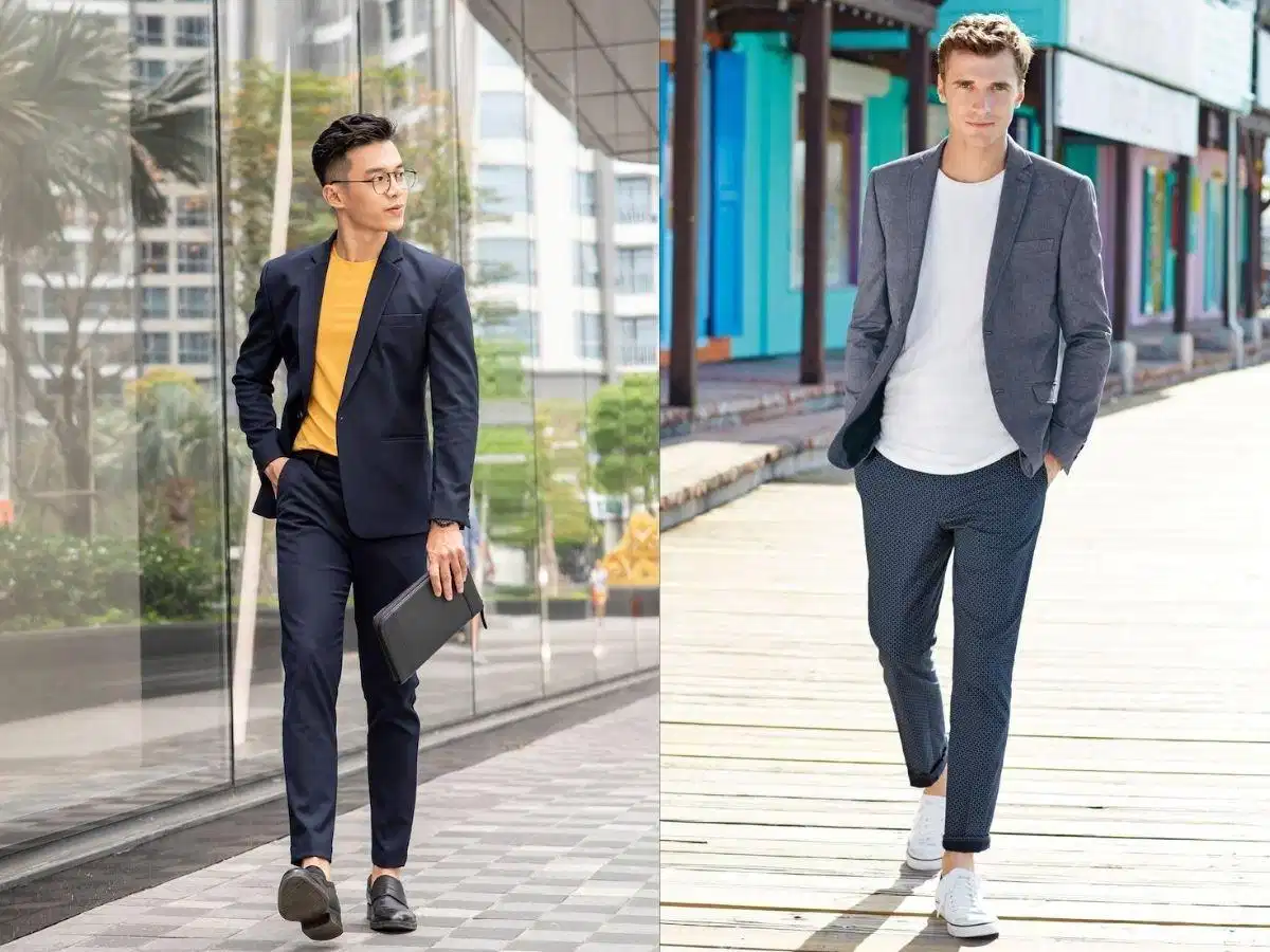 Áo thun nam trơn phối suit