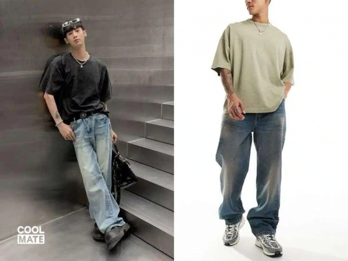 Áo thun oversize mặc cùng quần jean loose fit Áo thun oversize mặc cùng quần jean loose fit