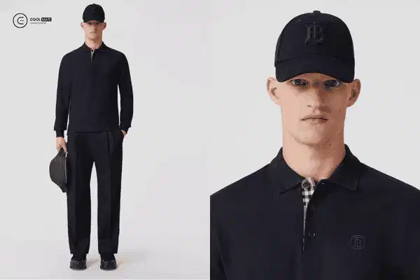 Burberry Long-sleeve Monogram Motif Cotton Pique Polo Shirt dệt pique