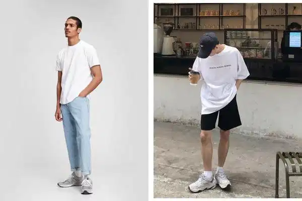 Áo thun form rộng màu sáng Tông màu sáng và đường cắt dứt khoát cho người vóc dáng mảnh mai