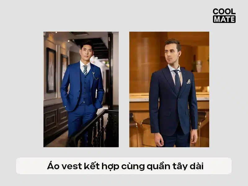 Bộ suit vest xanh navy lịch lãm cùng quần tây đồng bộ
