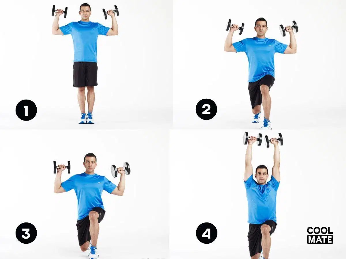 Bài tập vai Lunges Shoulder Press Bài tập kết hợp Lunges Shoulder Press