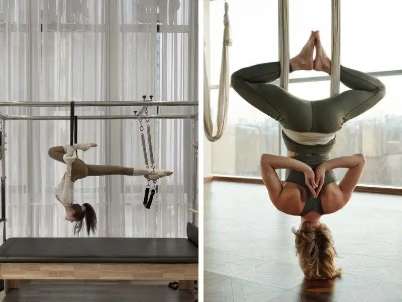Kiểm tra an toàn thiết bị yoga bay Kiểm tra hệ thống dây treo và khóa an toàn trước buổi tập