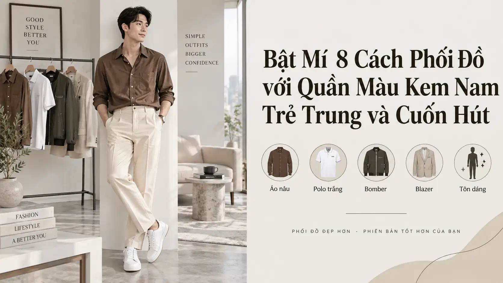 Bật Mí 8 Cách Phối Đồ với Quần Màu Kem Nam Trẻ Trung và Cuốn Hút