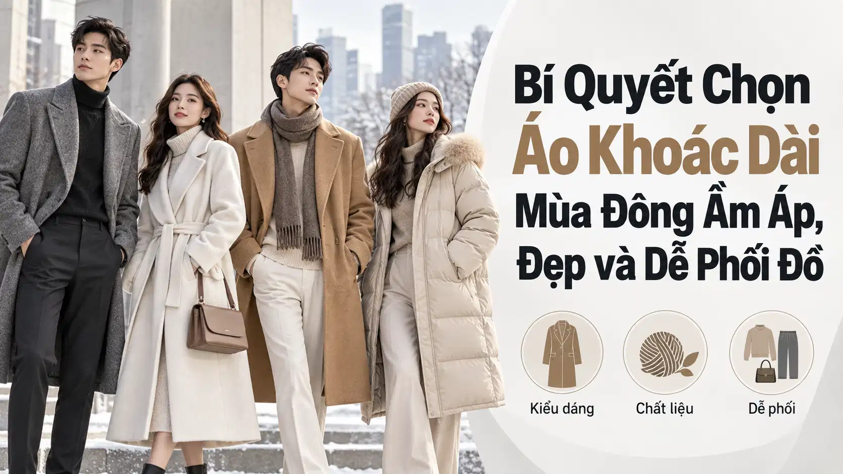 Bí Quyết Chọn Áo Khoác Dài Mùa Đông Ấm Áp, Đẹp và Dễ Phối Đồ