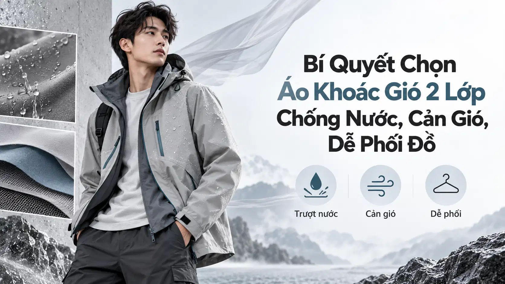 Bí Quyết Chọn Áo Khoác Gió 2 Lớp Chống Nước, Cản Gió, Dễ Phối Đồ