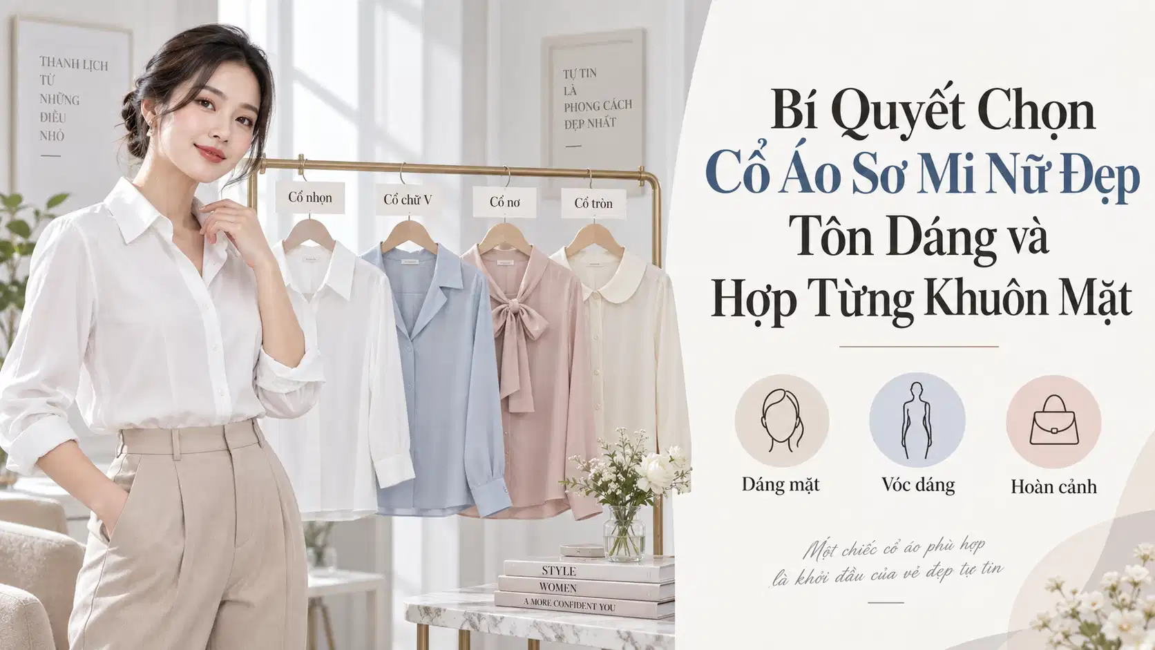 Bí Quyết Chọn Cổ Áo Sơ Mi Nữ Đẹp Tôn Dáng và Hợp Từng Khuôn Mặt