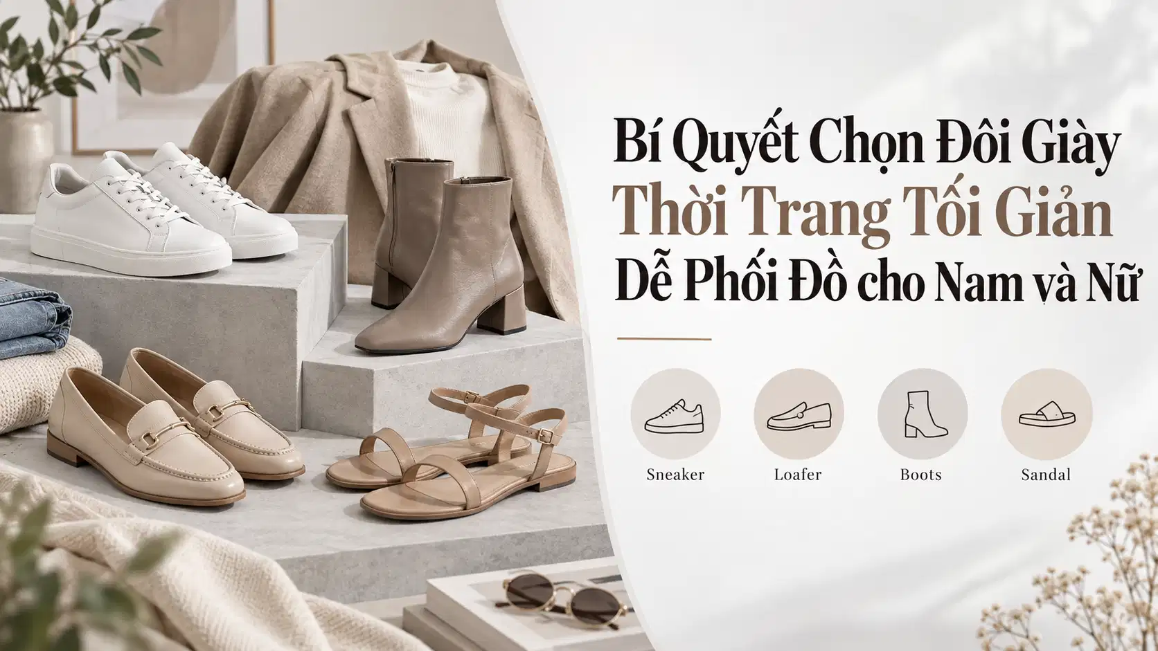 Bí Quyết Chọn Đôi Giày Thời Trang Tối Giản Dễ Phối Đồ cho Nam và Nữ
