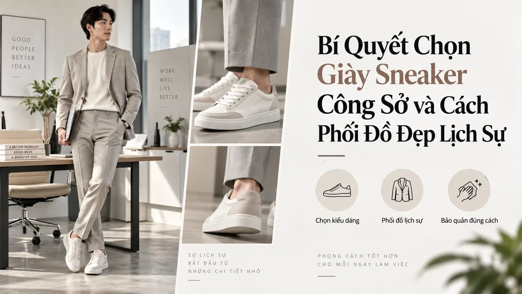 Bí Quyết Chọn Giày Sneaker Công Sở và Cách Phối Đồ Đẹp Lịch Sự