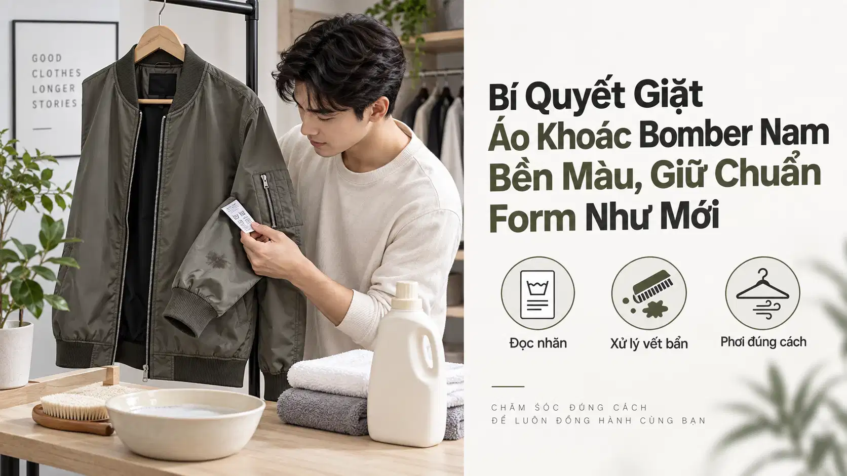 Bí Quyết Giặt Áo Khoác Bomber Nam Bền Màu, Giữ Chuẩn Form Như Mới
