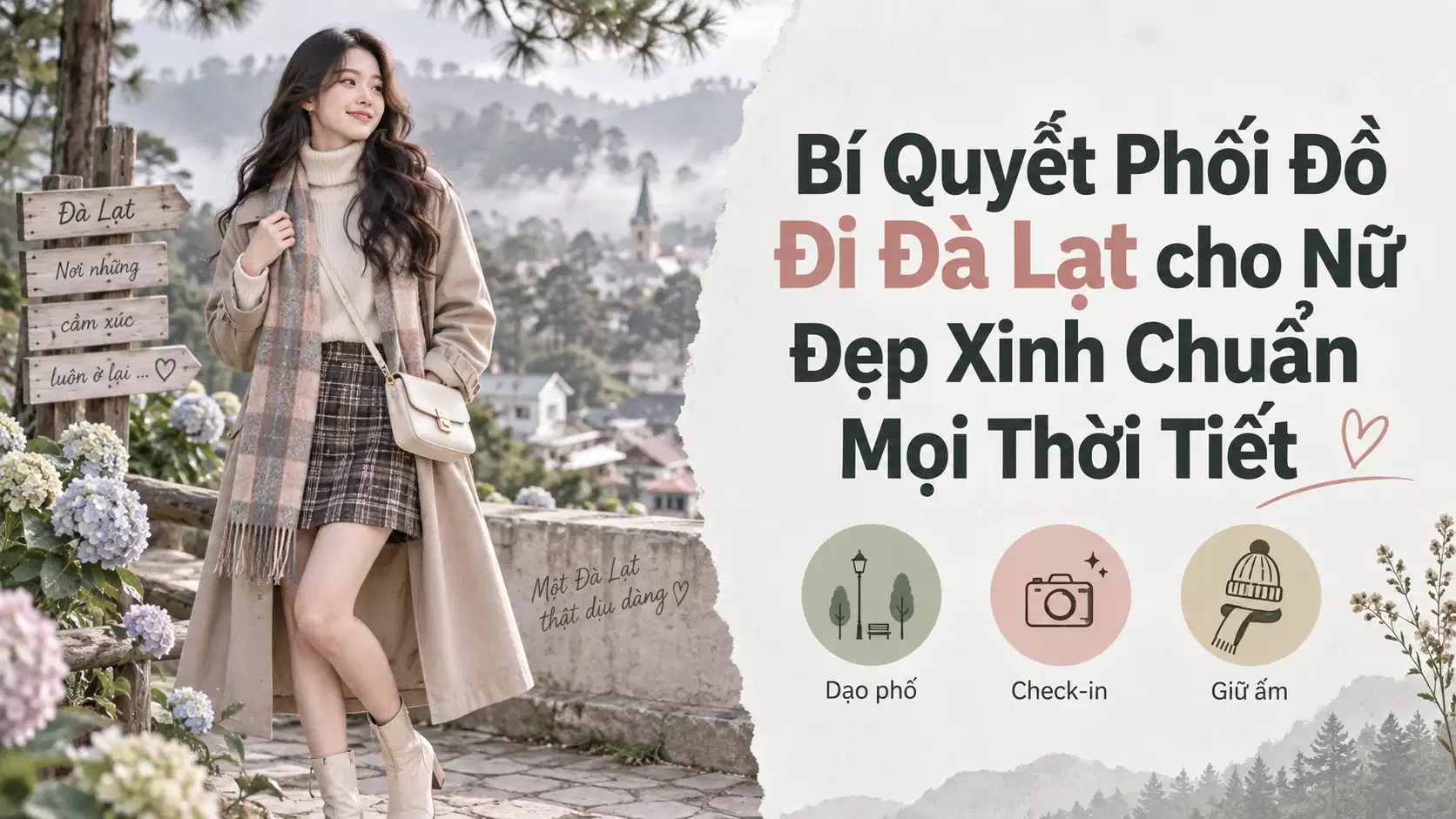 Bí Quyết Phối Đồ Đi Đà Lạt cho Nữ Đẹp Xinh Chuẩn Mọi Thời Tiết