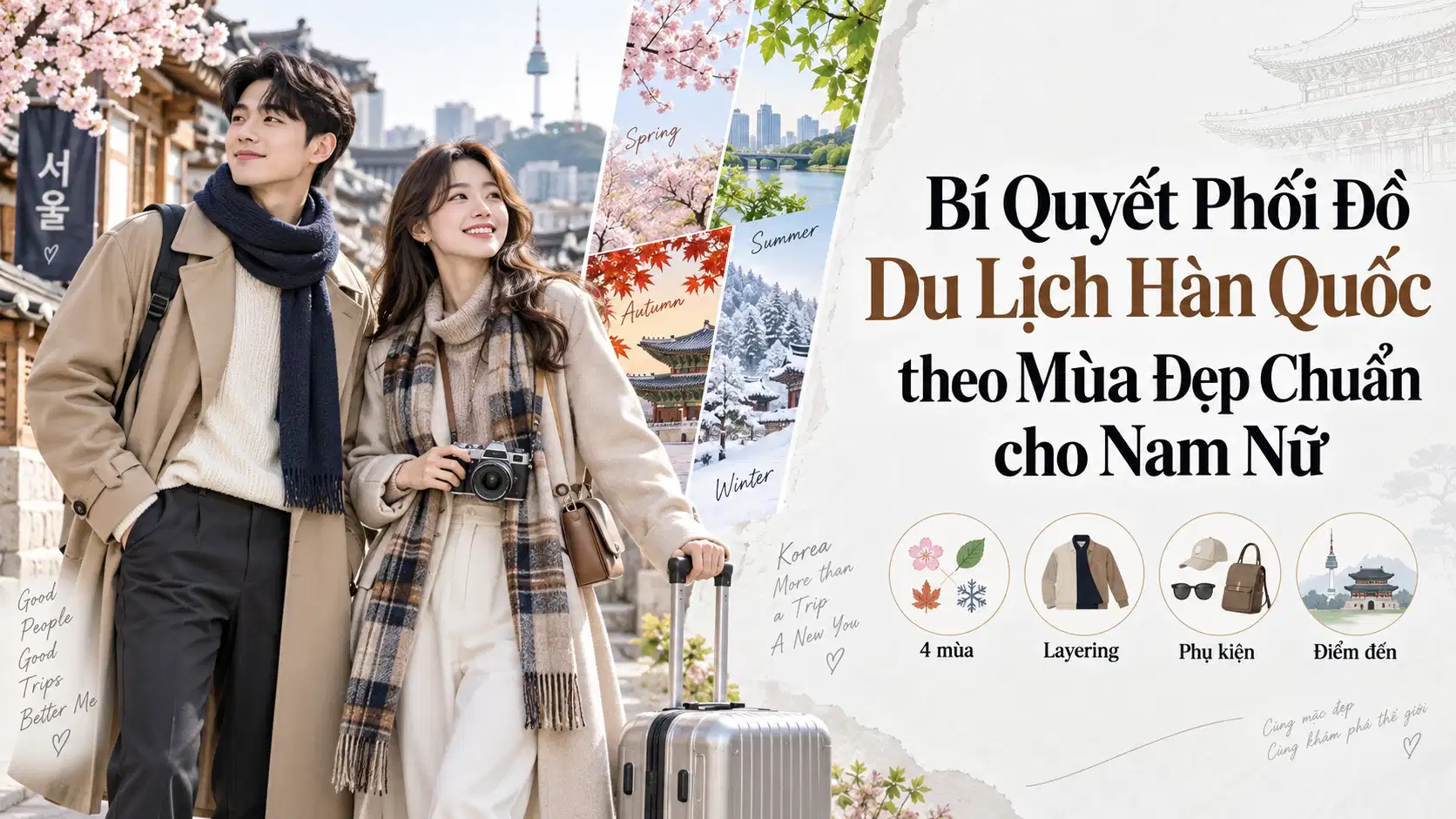 Bí Quyết Phối Đồ Du Lịch Hàn Quốc theo Mùa Đẹp Chuẩn cho Nam Nữ