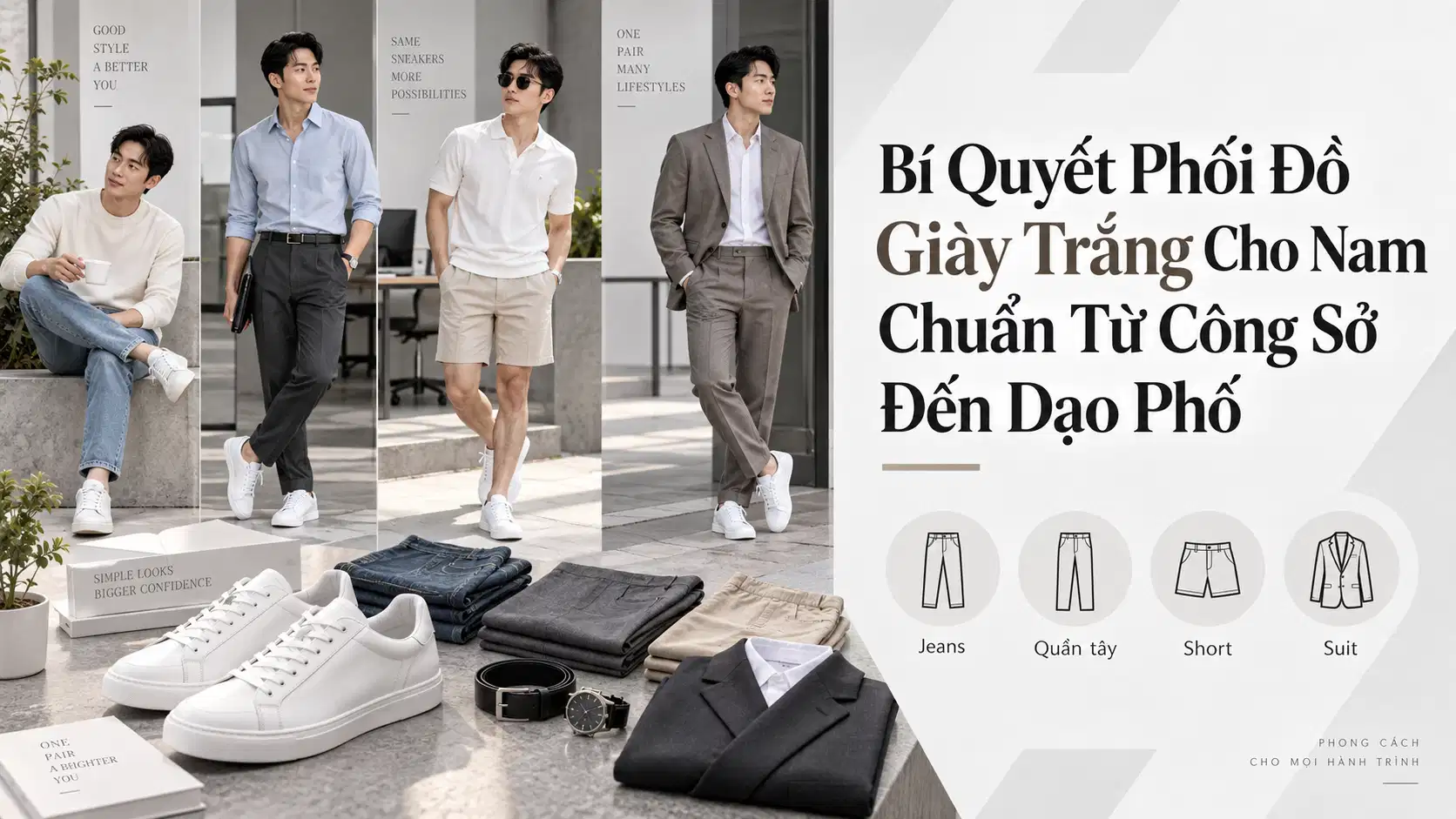Bí Quyết Phối Đồ Giày Trắng Cho Nam Chuẩn Từ Công Sở Đến Dạo Phố