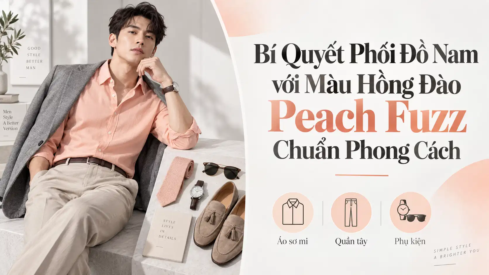 Bí Quyết Phối Đồ Nam với Màu Hồng Đào Peach Fuzz Chuẩn Phong Cách