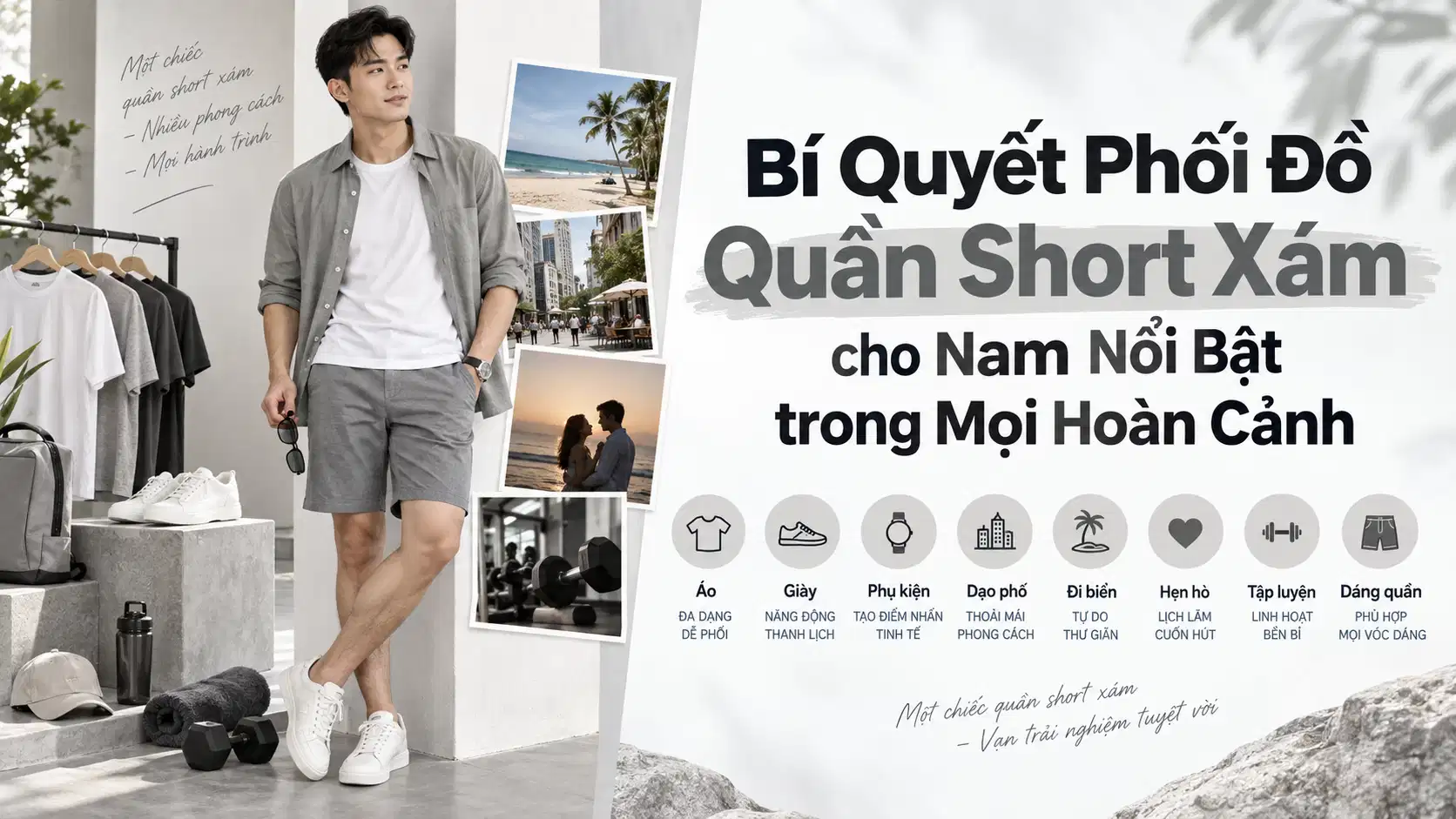 Bí Quyết Phối Đồ Quần Short Xám cho Nam Nổi Bật trong Mọi Hoàn Cảnh