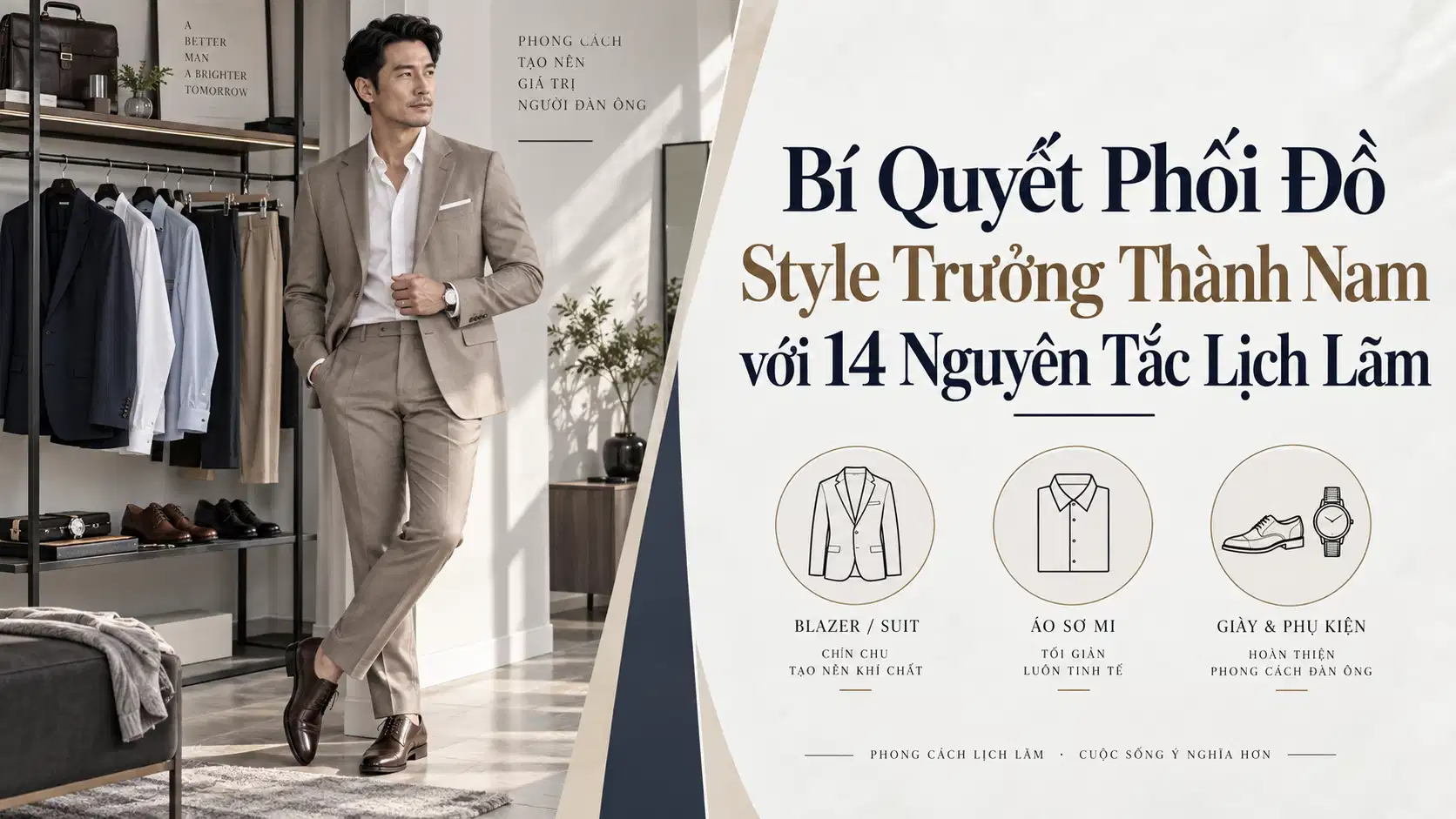 Bí Quyết Phối Đồ Style Trưởng Thành Nam với 14 Nguyên Tắc Lịch Lãm